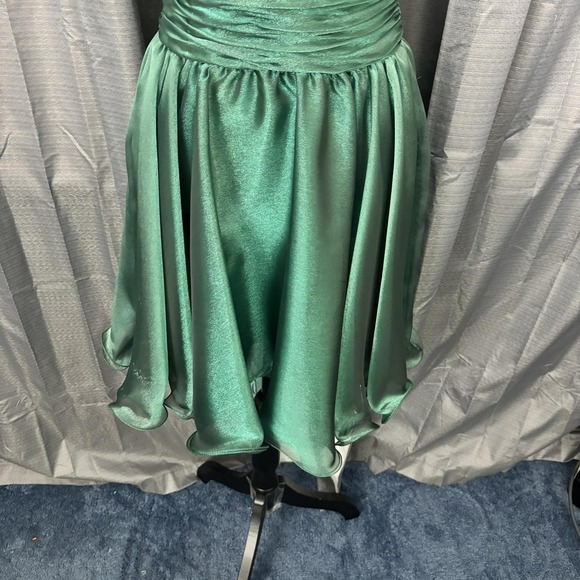 Sherri Hill Dress Womens 2 Emerald Green Sequin Halter Sweetheart Prom Cocktail - Picture 3 of 16